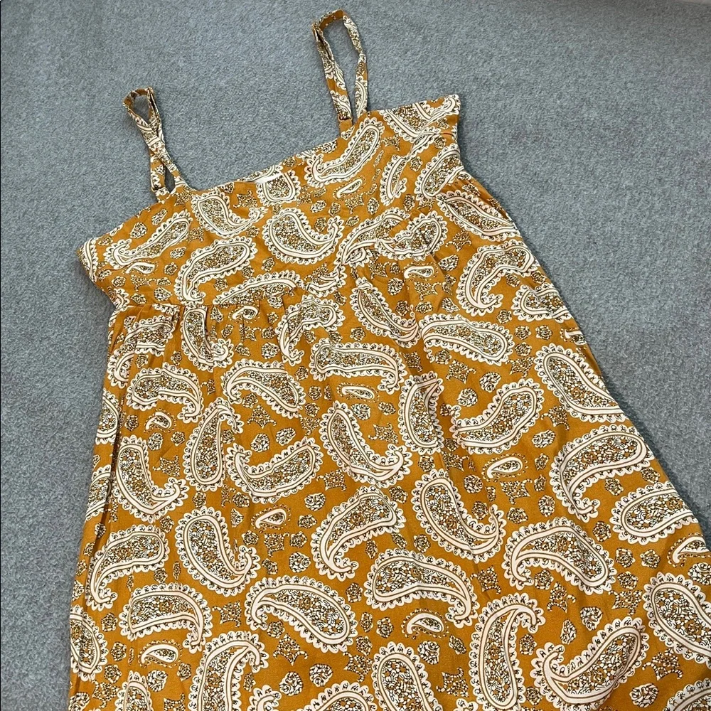 Carly Jean Los Angeles Midi Dress Sundress Small Strap Tiered Boho Mustard - Picture 4 of 9